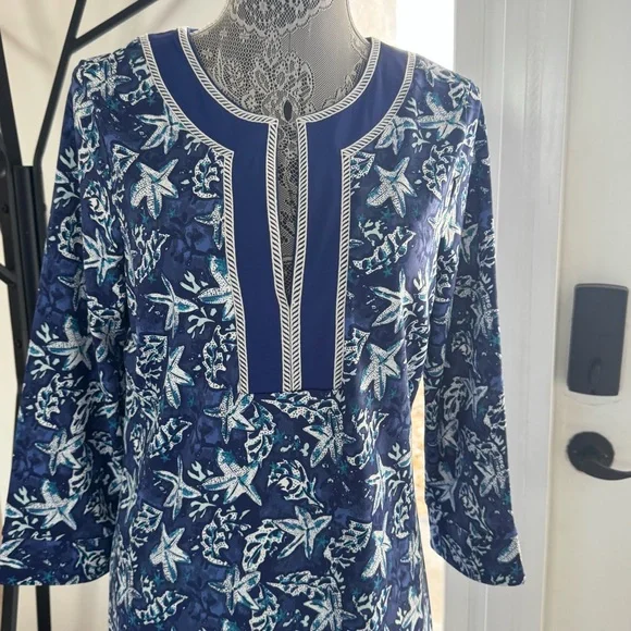Cabana Life Blue and White Floral Coverup Dress - Picture 4 of 13